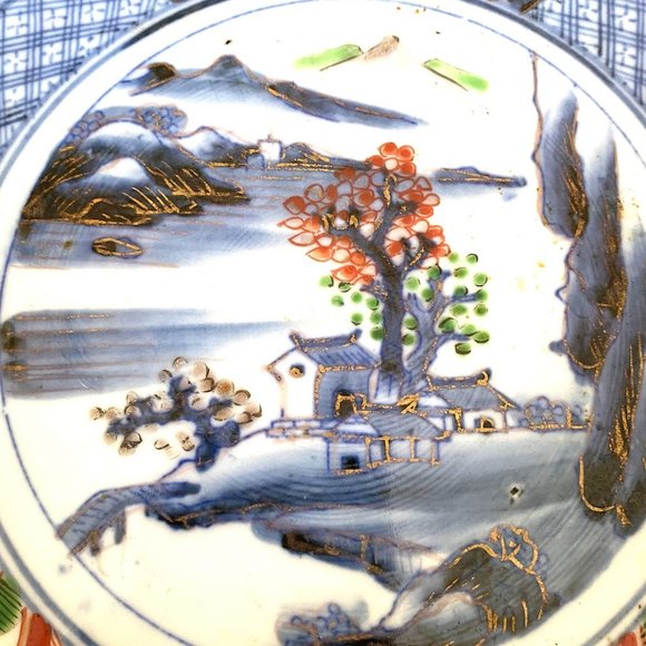 Antique Japanese Imari Porcelain Footed Rice Serving Bowl- Hand Painted-Set of 2 - Picture 5 of 12